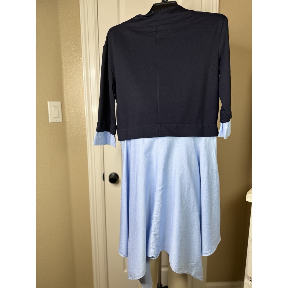 Zara Woman Women's Overlay Dress Twofer Navy Blue Size Small Flowy - Picture 5 of 8